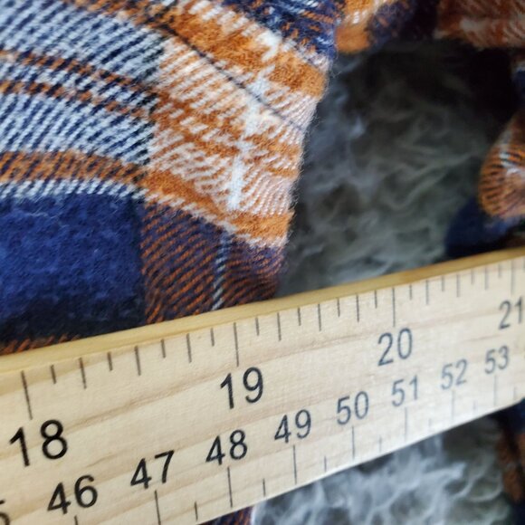 J. Crew Shirt Mens Medium Blue & Orange Plaid Flannel Long Sleeve - Picture 7 of 9